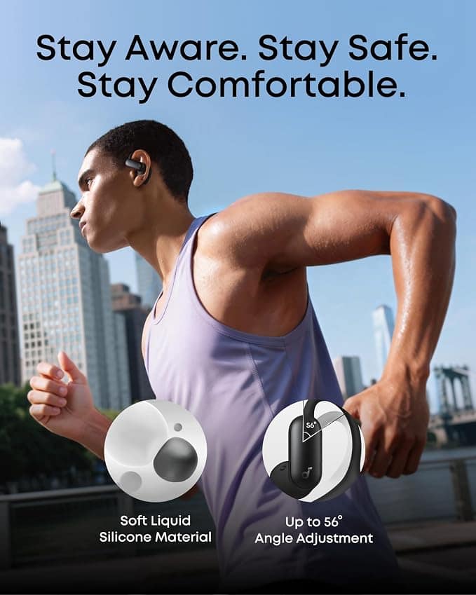 Soundcore AeroFit 2 Pro by Anker with USB C Charger Block 20W,Open