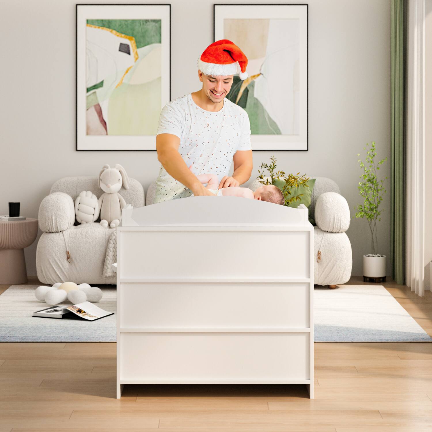 Alt View 6. FUFU & GAGA - FUFU&GAGA Compact 3 - Drawer Vertical Dresser for Small Spaces – White, Cozy Home Style - White.