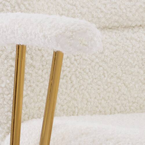 Alt View 5. Forest'nSky - Modern Office Chair - Textured Boucle Fabric, Adjustable Height with Padded Arms,White & Gold - White.