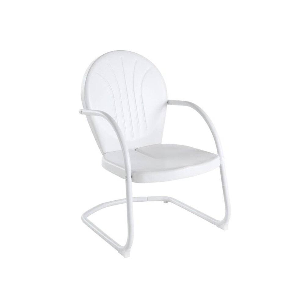 Alt View 1. Outdoor Escape - White Metal Patio Chair with Gloss Finish – Decorative Retro Style - White Gloss.