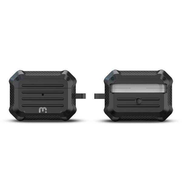 Back. Mybat Pro - MyBat Pro Carbon Fiber Shockproof Protective Case for Apple AirPods Pro with Wireless Charging Case - Black - Black.