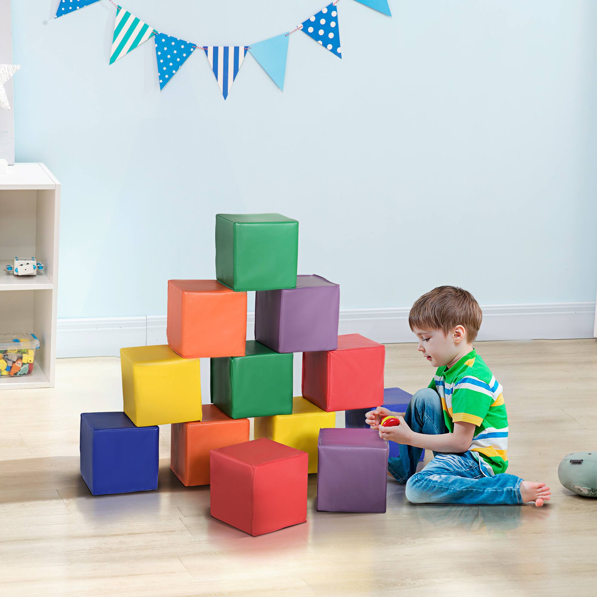 Angle. TinyHomie - 12 Piece Soft Play Blocks Soft Foam Toy Building and Stacking Blocks Compliant Learning Toys for Toddler Kids Preschool.