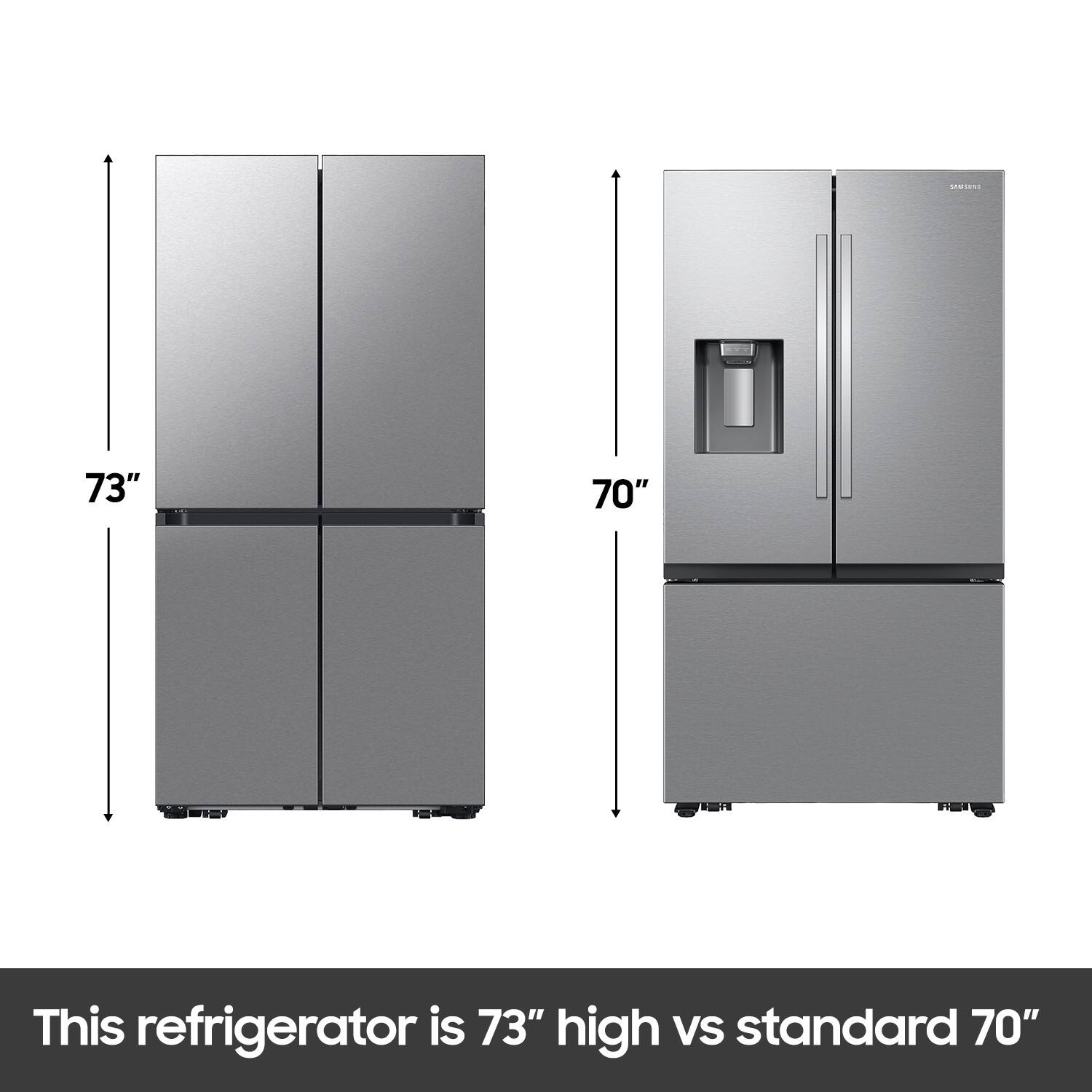 This refrigerator is 73" high vs standard 70"