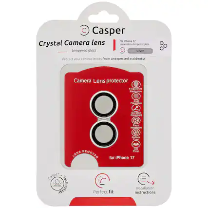 Casper
Crystal Camera lens
tempered glass
For iPhone 17
camera lens tempered glass
Silver
Protect your camera lenses from unexpected accidents!
Camera Lens protector
Fingerprint Reduction
Dust Prevention
Scratch Resistant
Easy Installation
Bubble Free
HD Pixel
for iPhone 17
Lens Remover
Perfect Fit
Installation instructions
Casper Technology