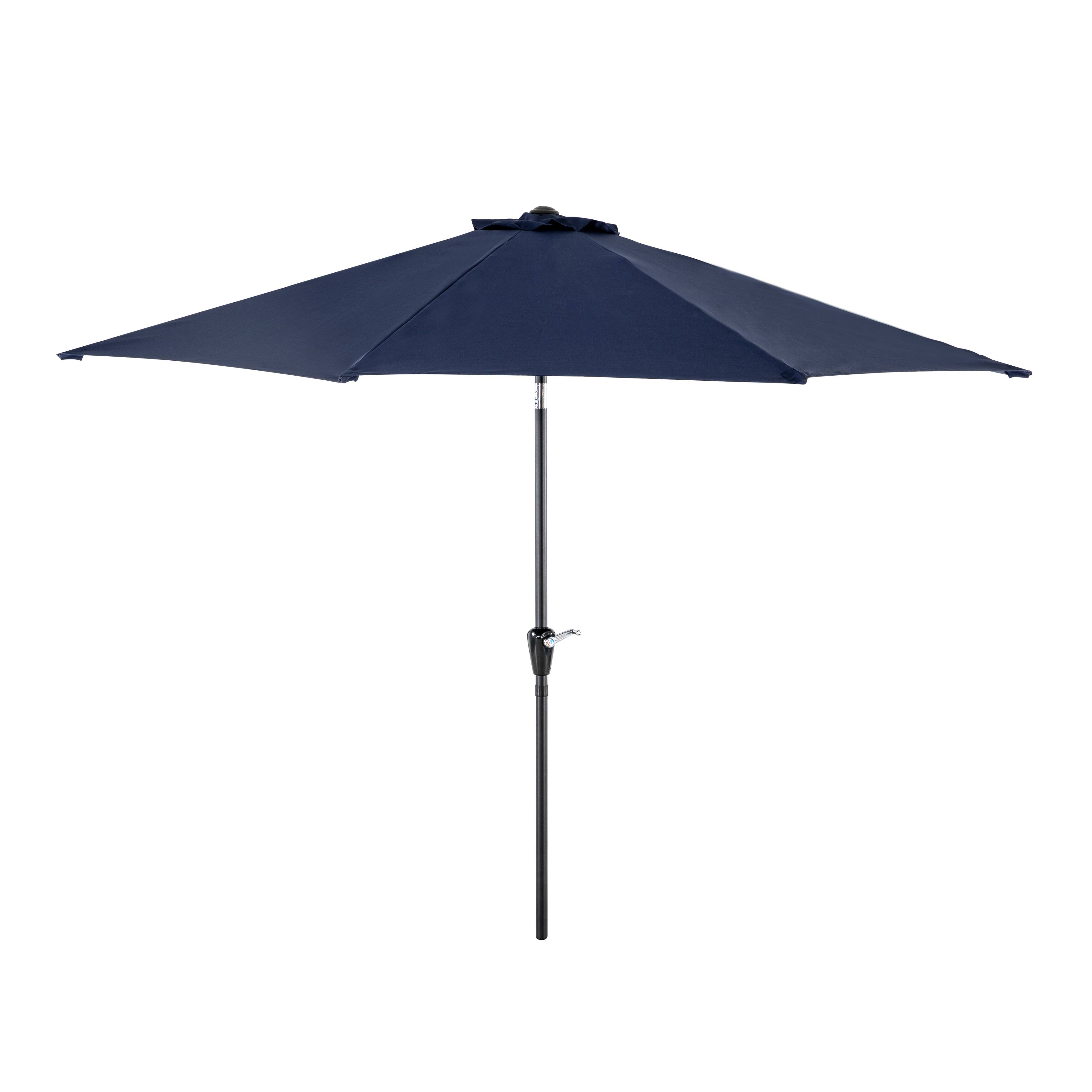 Front. Nuu Garden - Outdoor 10' Round Blue Patio Vented Umbrella, Crank, Push Button Tilt - Blue.