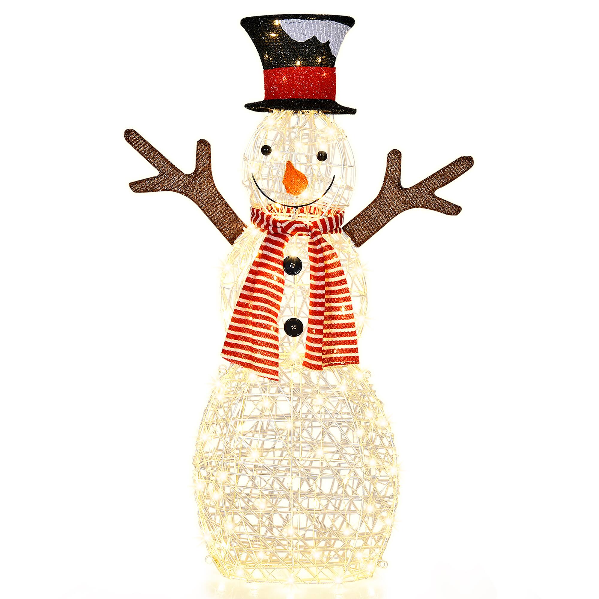 Alt View 17. Costway - Pre-Lit Standing Snowman Artificial Christmas Decoration with 80 LED Lights - Gold.