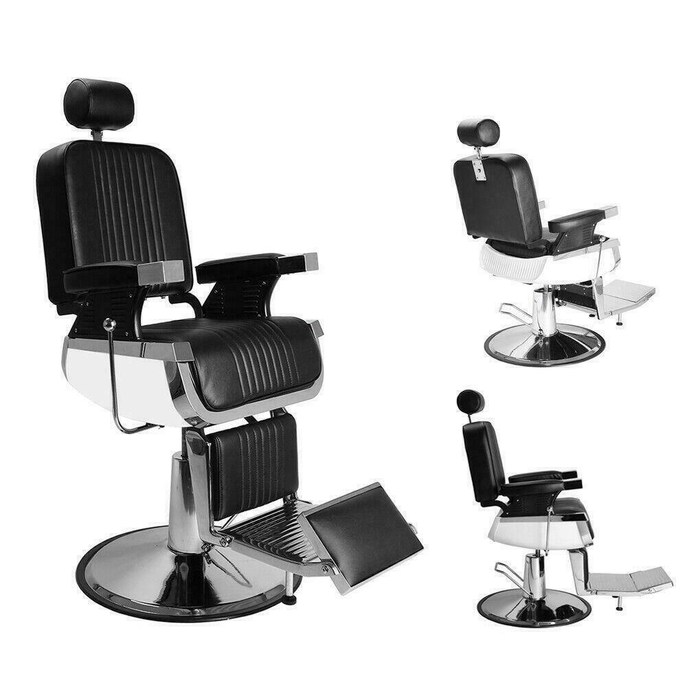 Angle. Winado - Heavy Duty Vintage Barber Chair All Purpose Hydraulic Reclining Salon Beauty Chair with Footrest & Headrest, 360° Swivel - Black.