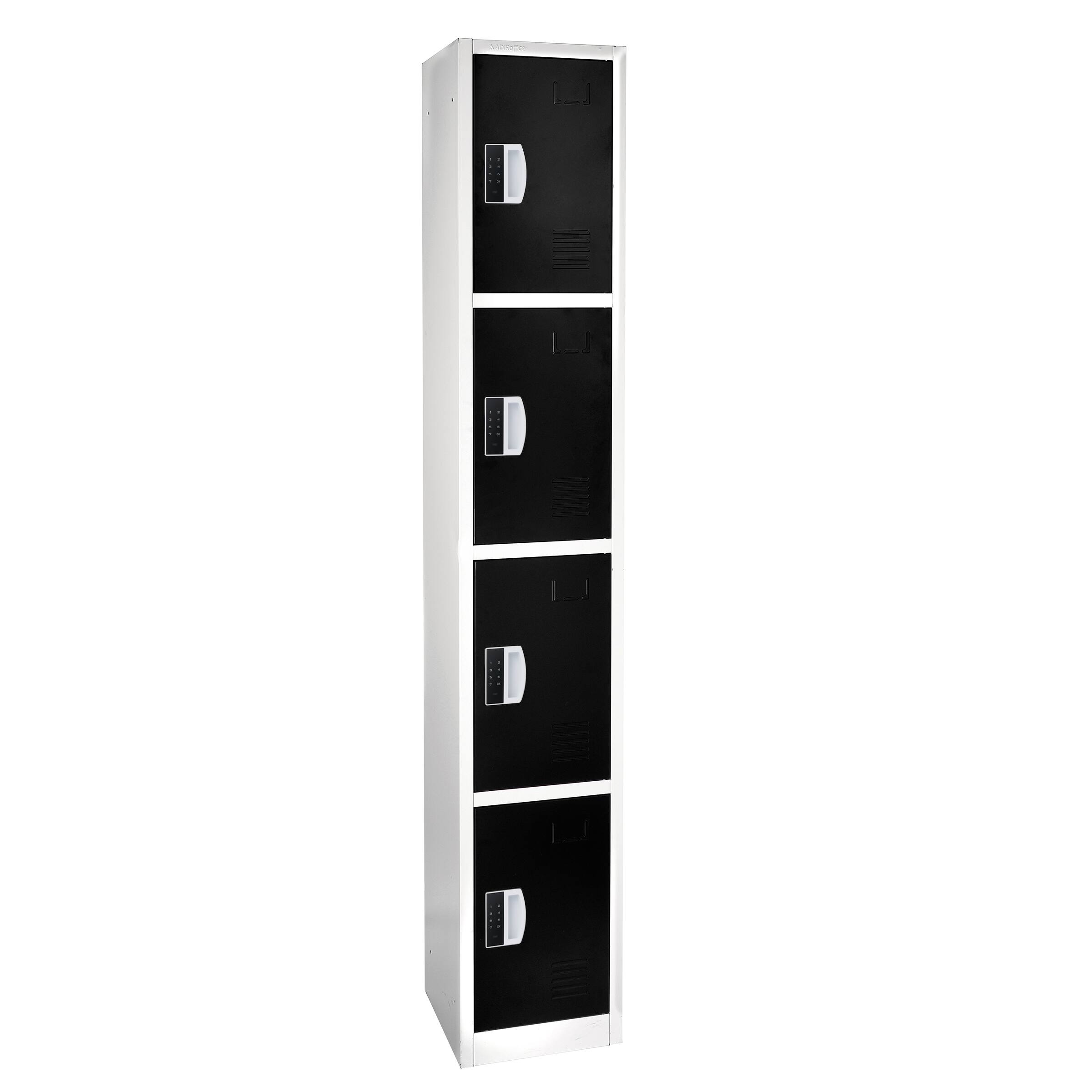 Alt View 7. AdirOffice - Storage Locker 629-Series 72" H 4-Tier Steel Digital Lock 4-Shelf Locker, 4/Pack - Black.
