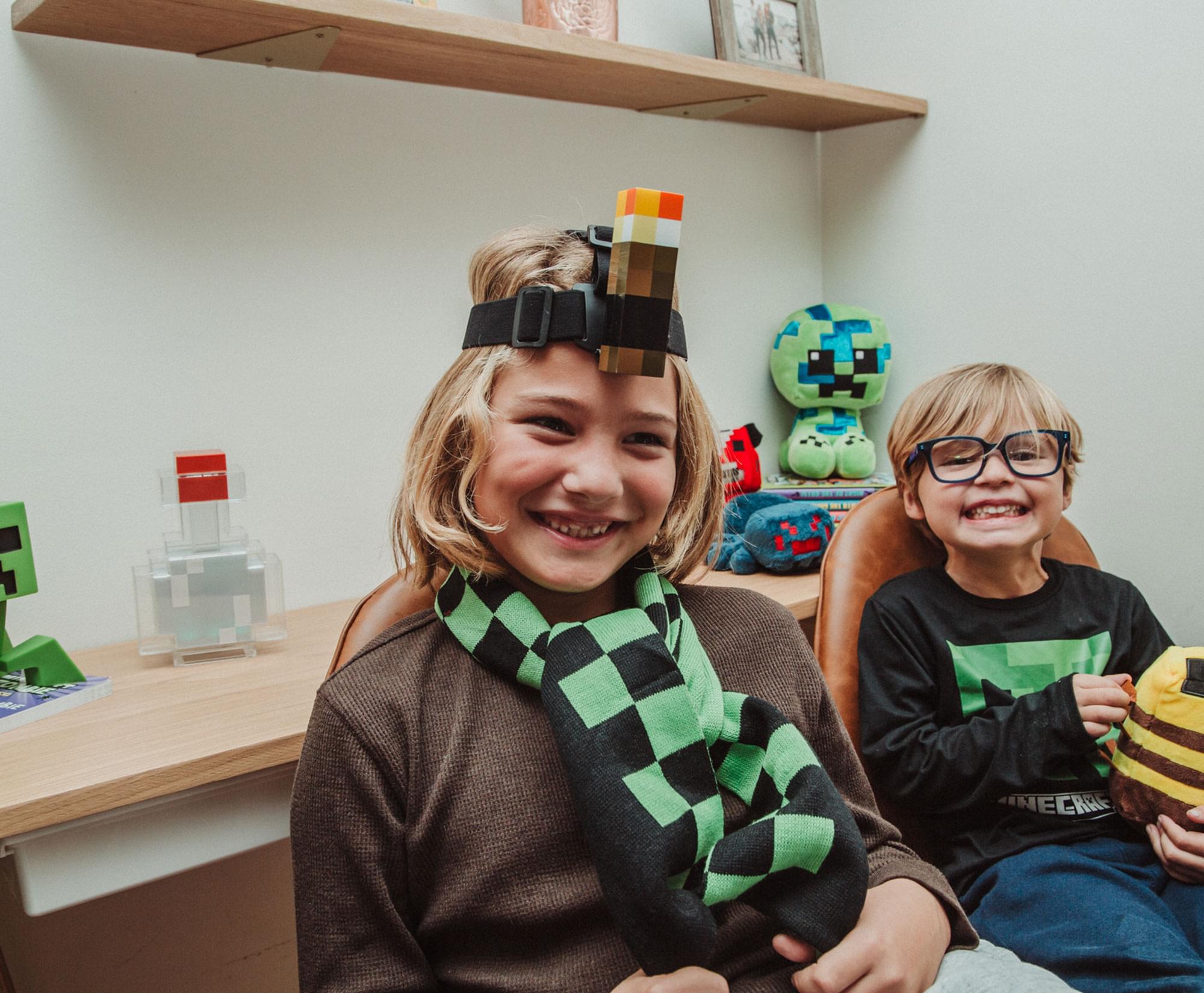 Alt View 3. Ukonic - Minecraft Brownstone Torch Headlamp Light With Adjustable Headband - Brown.