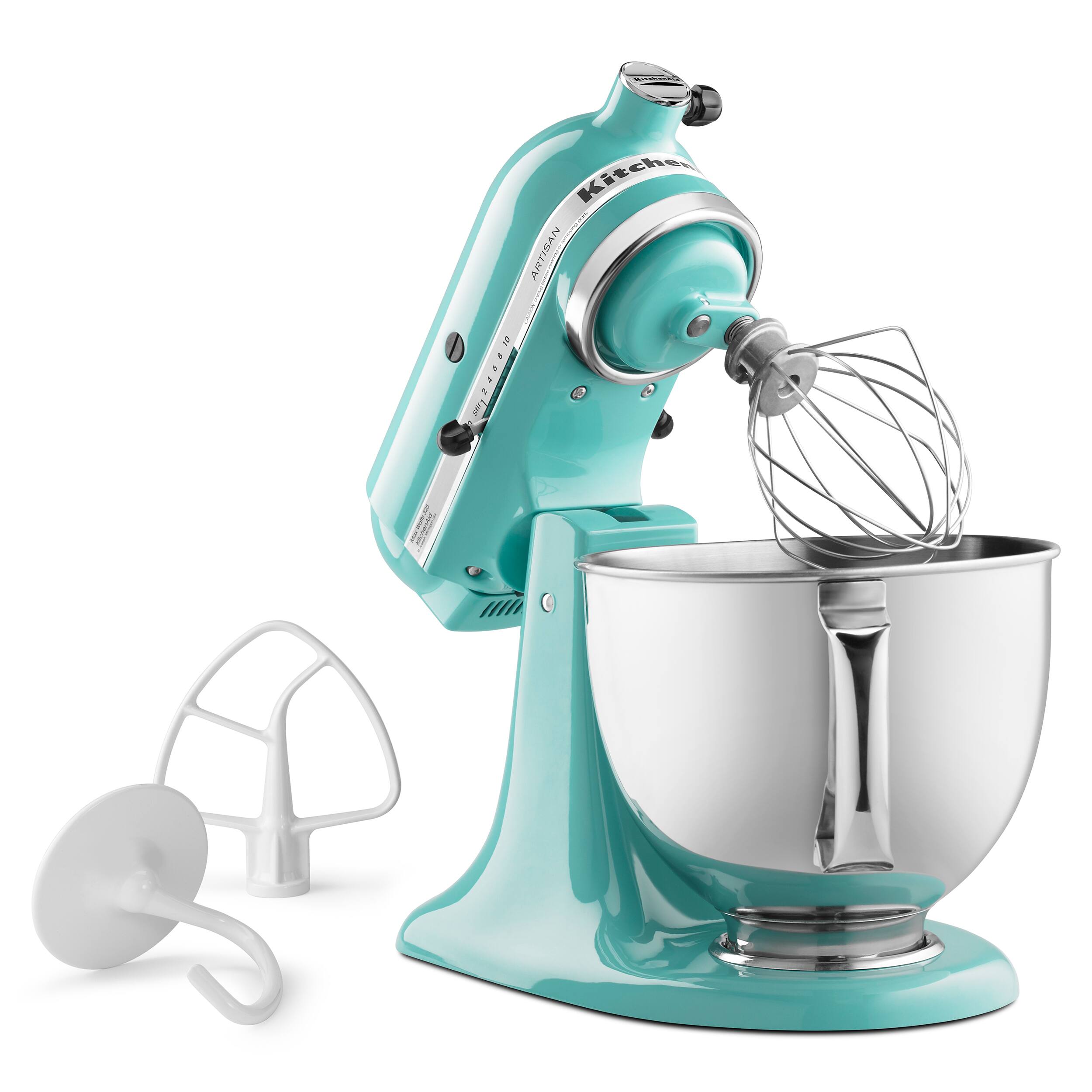 Left. KitchenAid - KitchenAid Artisan Series 5 Quart Tilt-Head Stand Mixer - KSM150PSAQ - Aqua Sky.