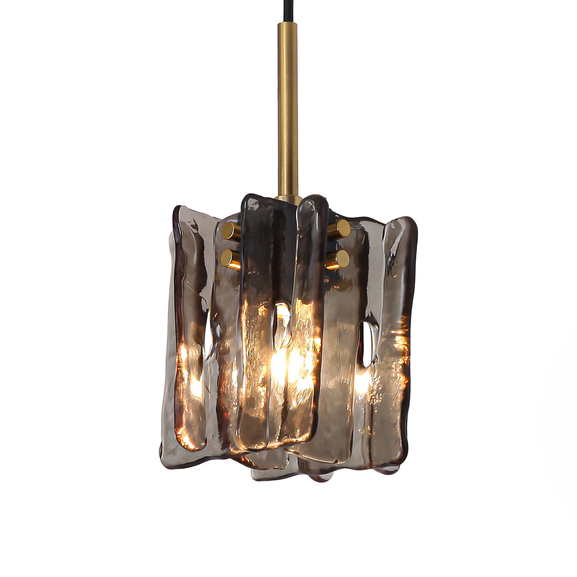 Back. Parrot Uncle - 4.7" Modern Handmade Grey Glass Pendant Ceiling Light with Adjustable Cord for Bedroom and Dining Room - Grey.