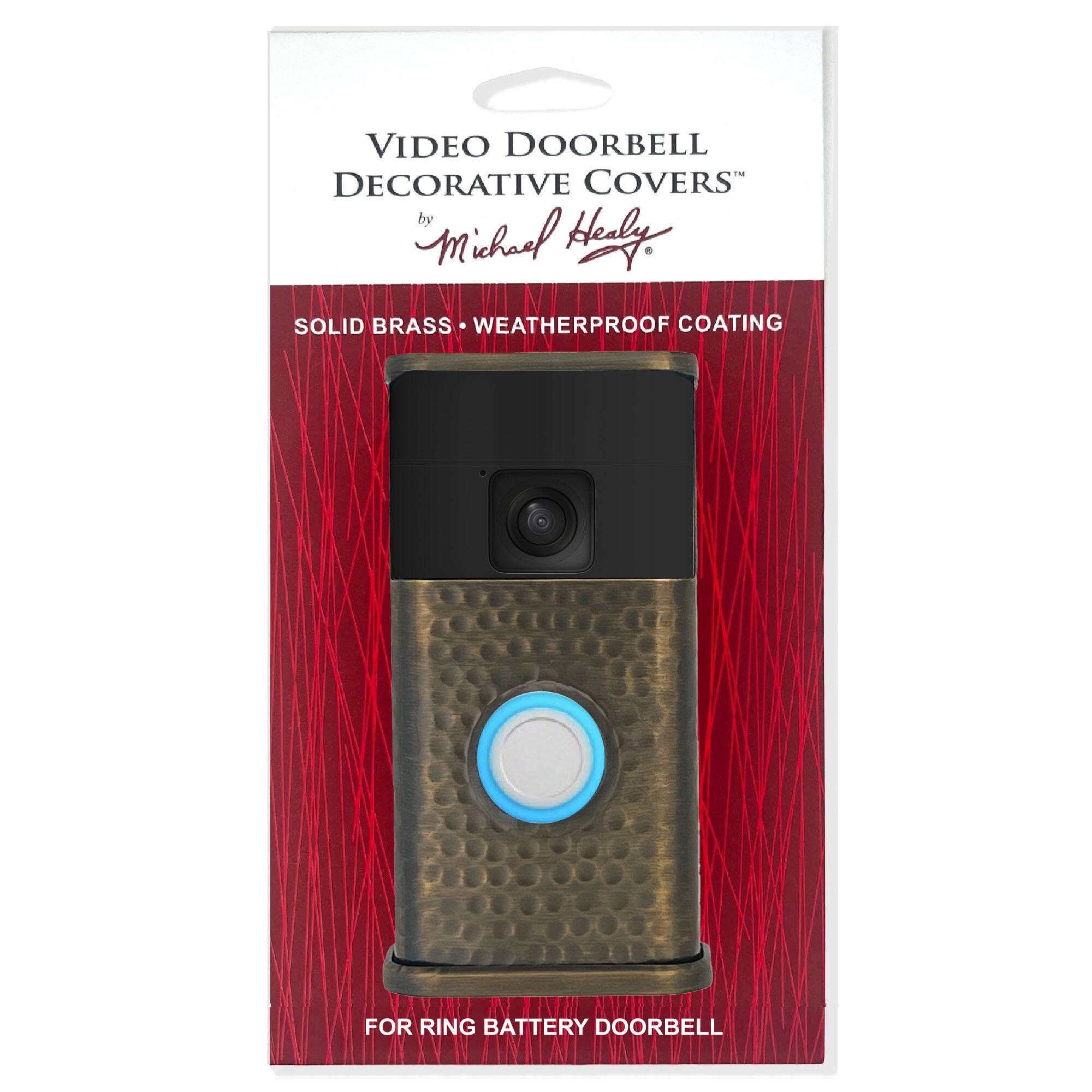 VIDEO DOORBELL DECORATIVE COVERS  
by Michael Healy  

SOLID BRASS • WEATHERPROOF COATING  

FOR RING BATTERY DOORBELL