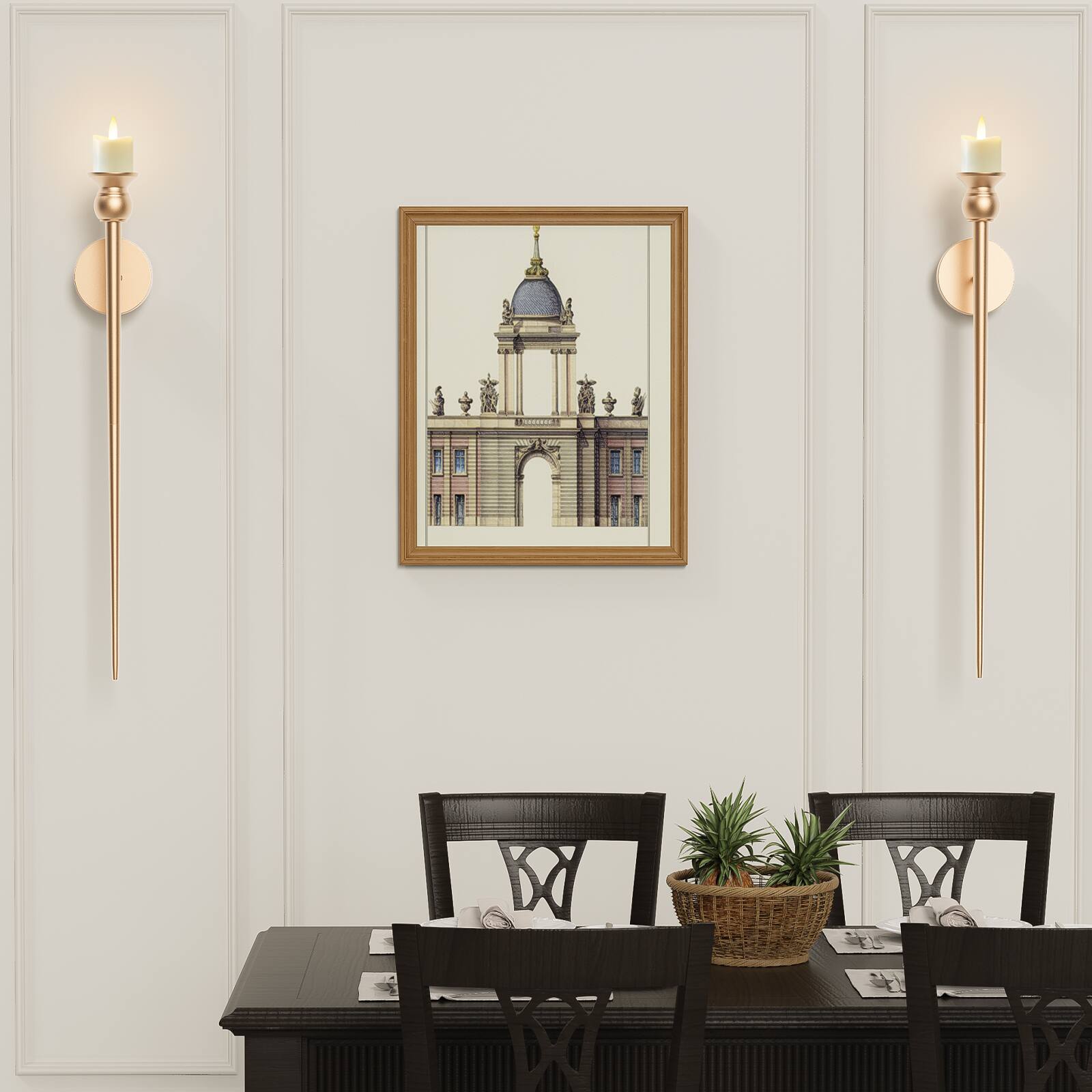 Left. Lamp Depot - Set of 2 Candle Wall Sconces - Gold.