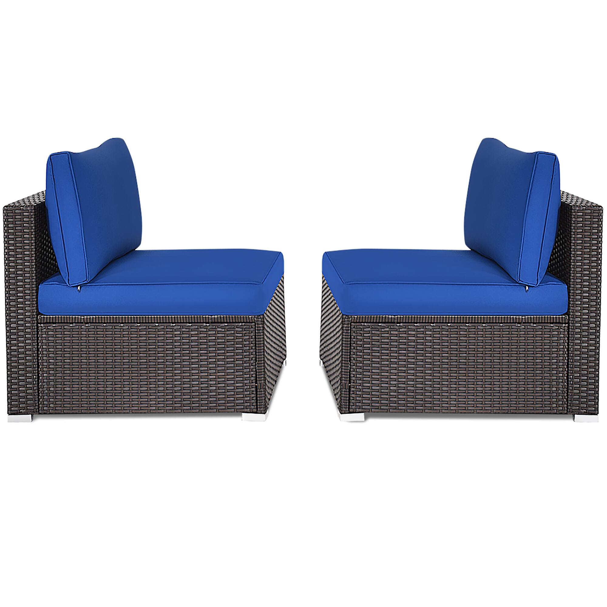 Alt View 9. Costway - Costway 2PCS Patio Rattan Armless Sofa Sectional Furniture W/ Cushion - Brown.