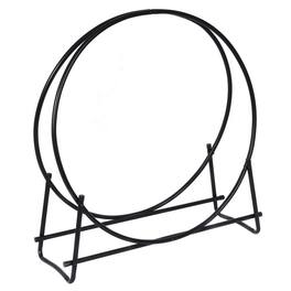 Mondawe - 40 Inch Tubular Steel Log Hoop Firewood Storage Rack - Black