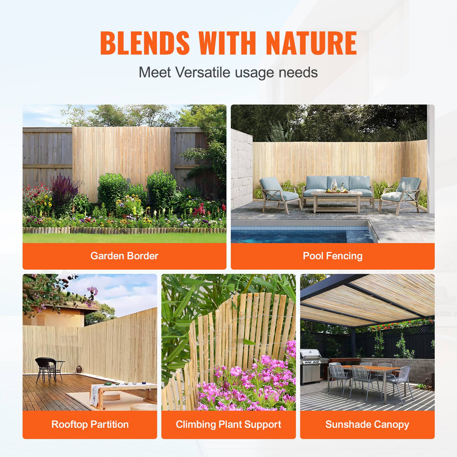 BLENDS WITH NATURE  
Meet Versatile usage needs  

- Garden Border  
- Pool Fencing  
- Rooftop Partition  
- Climbing Plant Support  
- Sunshade Canopy