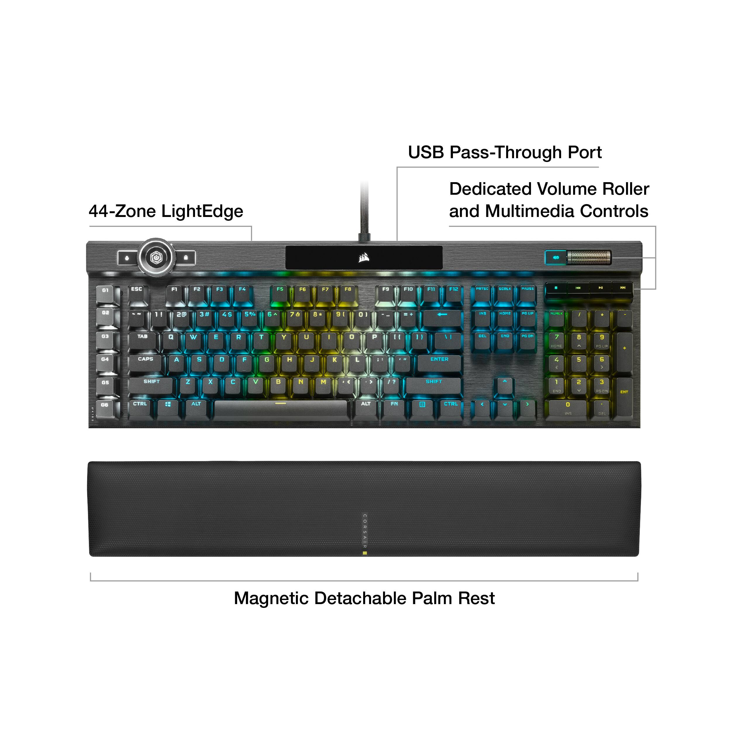 Alt View 31. CORSAIR - K100 RGB Full-size Wired Mechanical Cherry MX SPEED Switch Gaming Keyboard with Elgato Stream Deck Software Integration - Black.