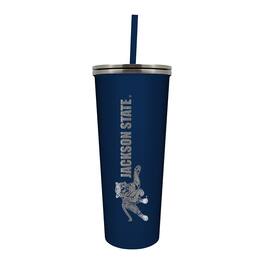 Great American Products - Navy Jackson State Tigers 24oz. Vertical Mascot Logo Skinny Tumbler - Multicolor