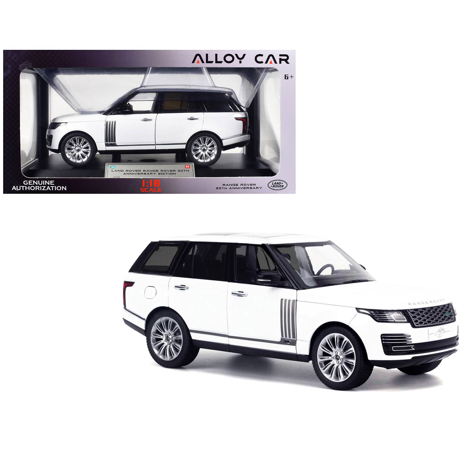 ALLOY CAR  
6+  
12 LAND ROVER RANGE ROVER 50TH ANNIVERSARY EDITION  
GENUINE AUTHORIZATION  
1:18 SCALE  
LAND ROVER RANGE ROVER 50TH ANNIVERSARY