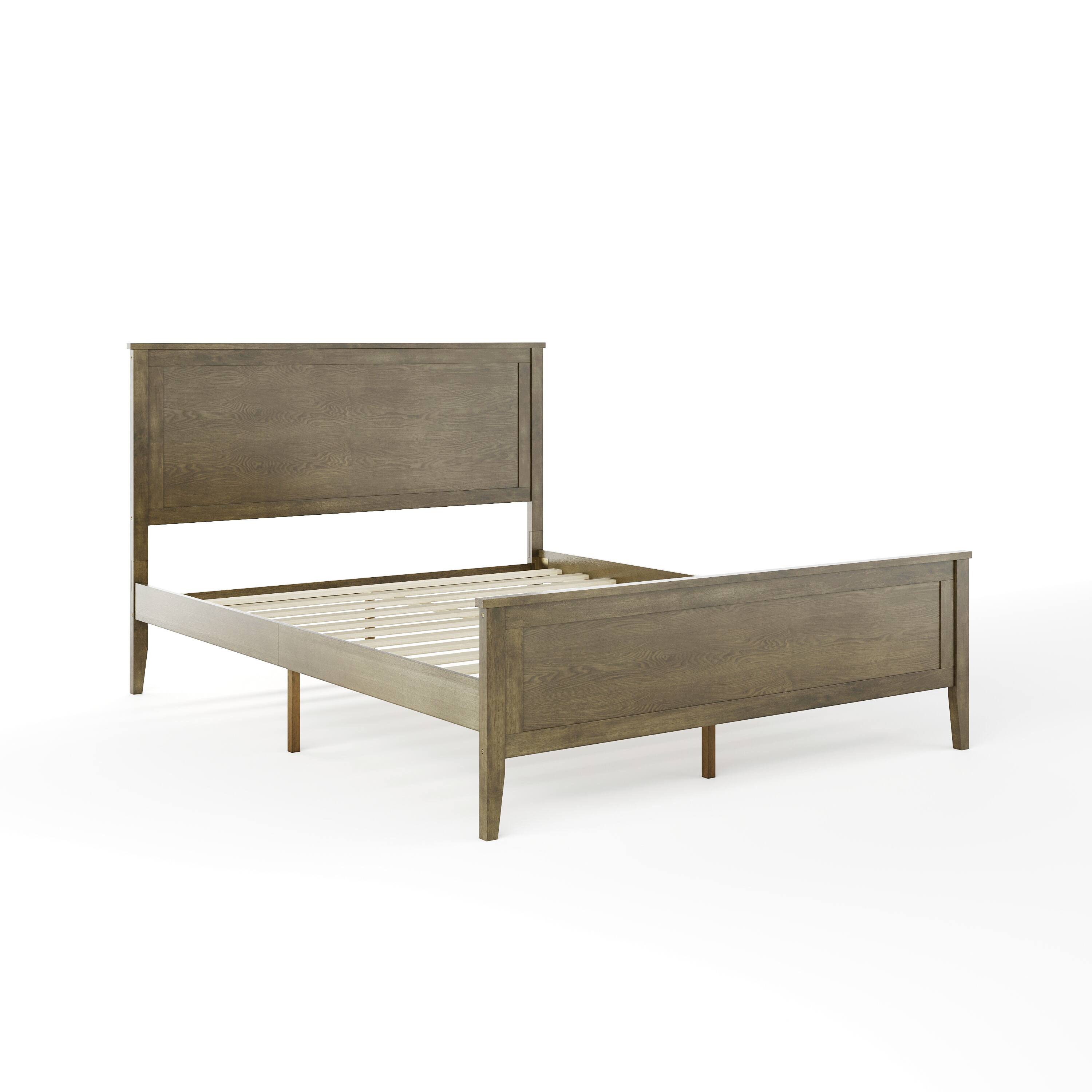 Alt View 11. Martha Stewart - Corbin Wooden Queen Size Platform Bed with Headboard and Footboard - Brown Gray.