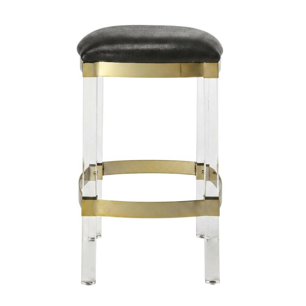 Back. Starlight Canyon Home - Leather Upholstered Counter Stool, Modern Contemporary Bar Kitchen Chair - Black.