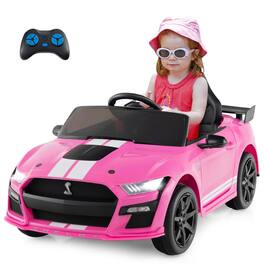 Gymax - 12V Kids Ride on Car Licensed Ford Mustang Shelby GT500 w/ Remote Control - Pink