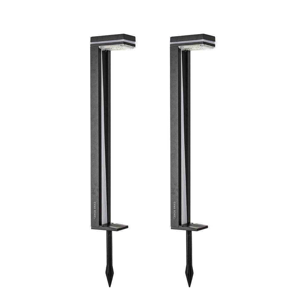 Angle. Hivvago - Set of 2 - Modern Outdoor Solar Light White LED Path Outdoor Yard Lighting - Black, White.