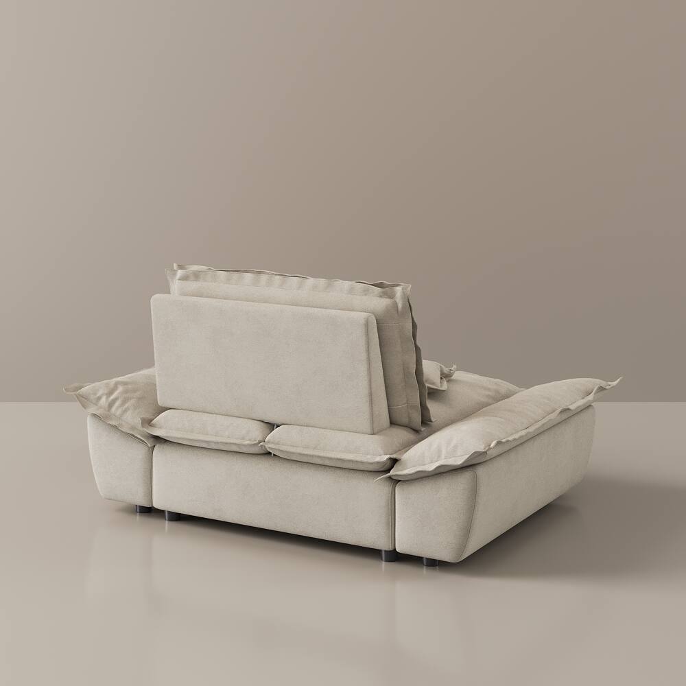 Alt View 9. POVISON - 63.39" Modern Beige Pet-Friendly Single Sofa Chair with Adjustable Backrest - Beige Suede Fabric.