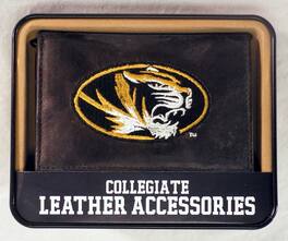 Rico Industries - U of Missouri Tigers Embroidered Black Leather Trifold Wallet - Multi