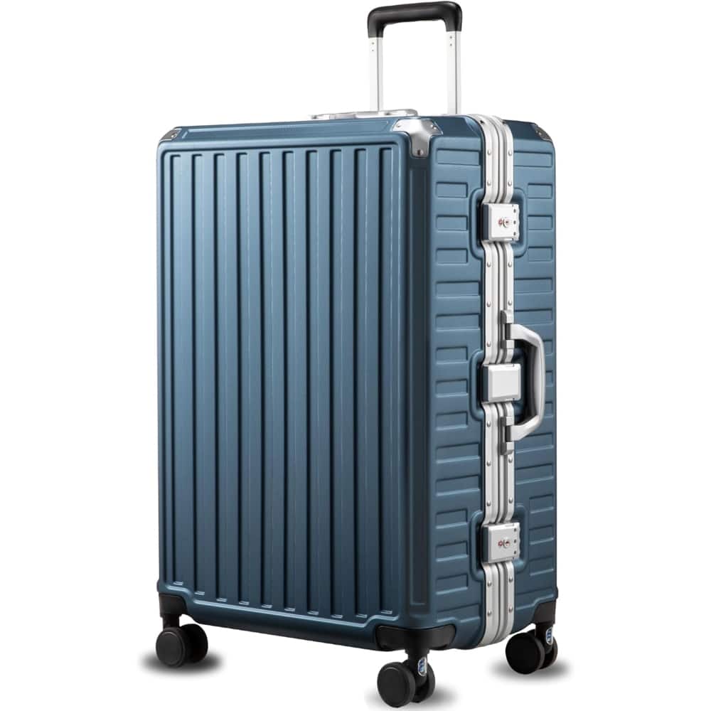 LUGGEX - 28 Inch Aluminum Frame Zipperless Polycarbonate Spinner Hard Shell Suitcase - ZX-Core - Blue