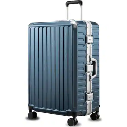 Front. LUGGEX - LUGGEX 28 Inch Checked Luggage Zipperless Aluminum-Frame PC Suitcase with Spring-Loaded Wheels 8010S - ZX-Core - Blue.