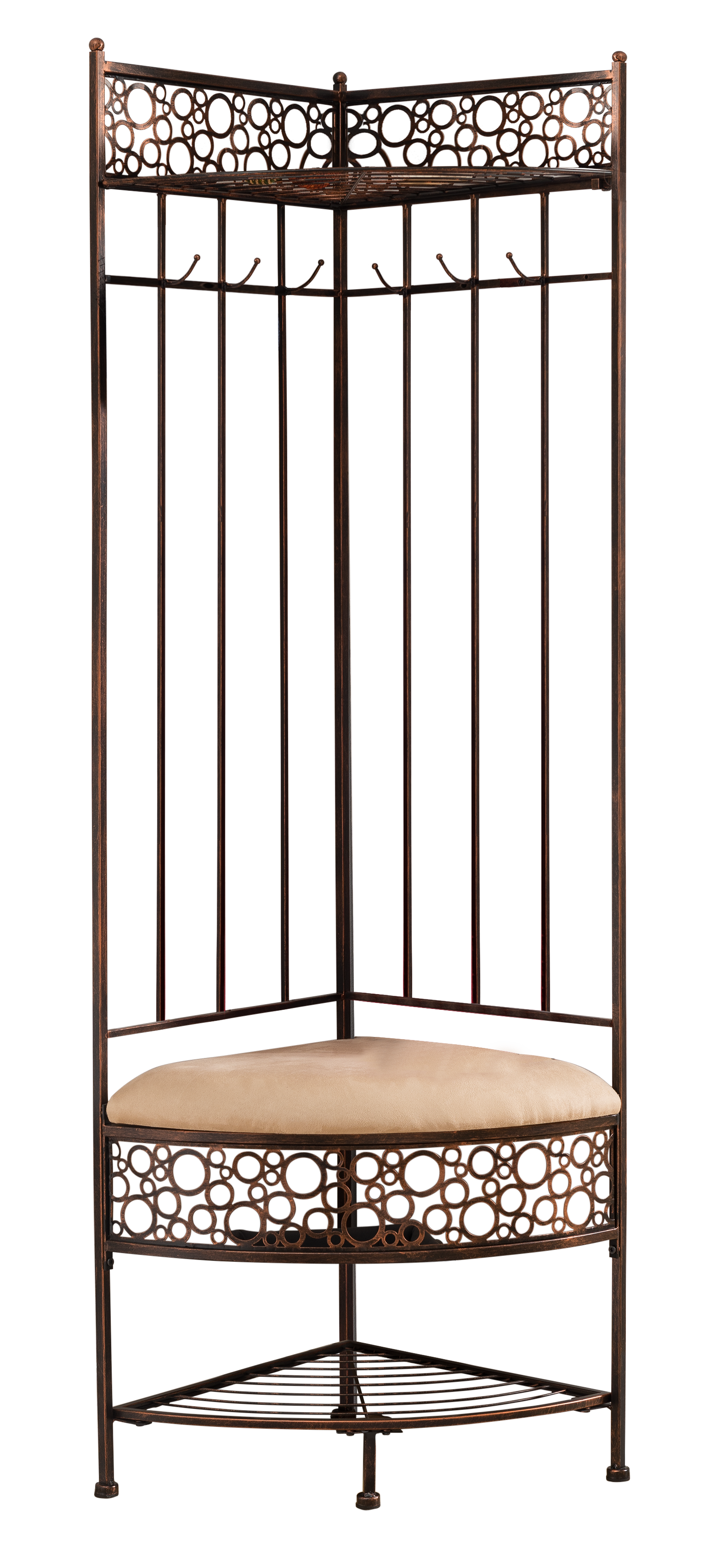 Angle. Kings Brand Furniture - Kings Brand Furniture Salini 6-Hook Hall Tree Storage Bench with Coat Rack - Rust/Copper.