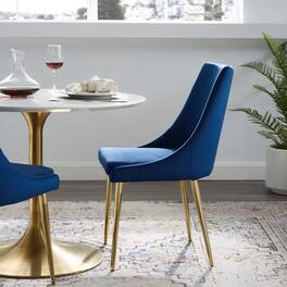 Viscount Modern Accent Performance Velvet Dining Chair by Modway - Navy