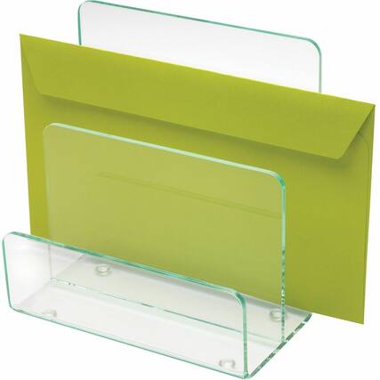 Front. Lorell - Lorell Mini File Sorter Desktop Durable Lightweight Non skid Clear Green Acrylic - Clear.