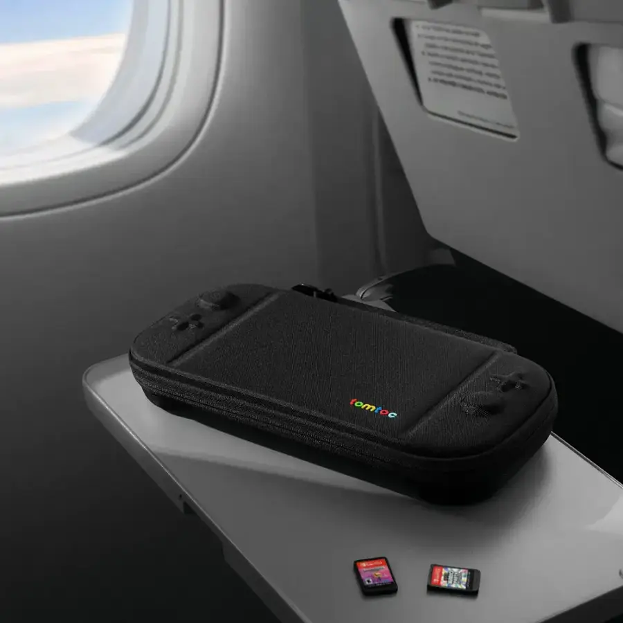 Alt View 7. tomtoc - tomtoc Slim Carrying Case for Nintendo Switch 2 Model 2025, Odorless Protective Hard Shell with 12 Game Card Slots - Black.