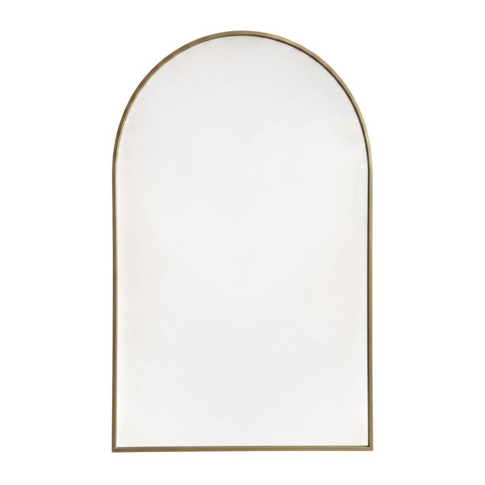 Front. Elegant Decor - Metal Frame Arch Mirror 27x40 Inch in Brass - Brass.