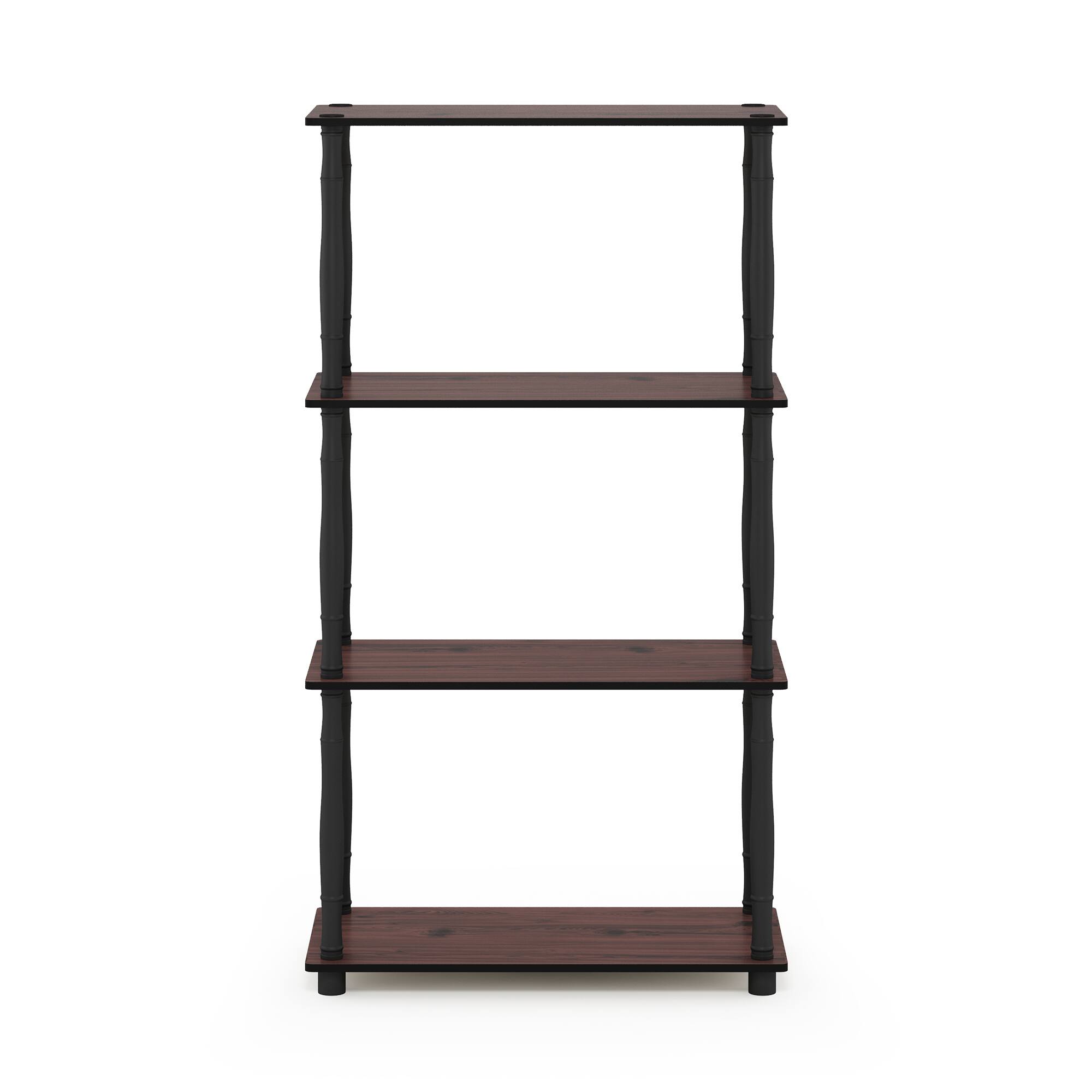 Alt View 2. Furinno - Turn-N-Tube 4-Tier Multipurpose Shelf Display Rack with Classic Tubes, Dark Cherry/Black - Dark Cherry/Black.