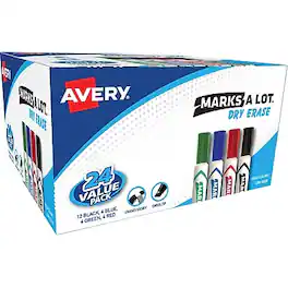 Avery - Marks-A-Lot Desk-Style Dry Erase Markers, Chisel Tip, 24/Pack - Assorted