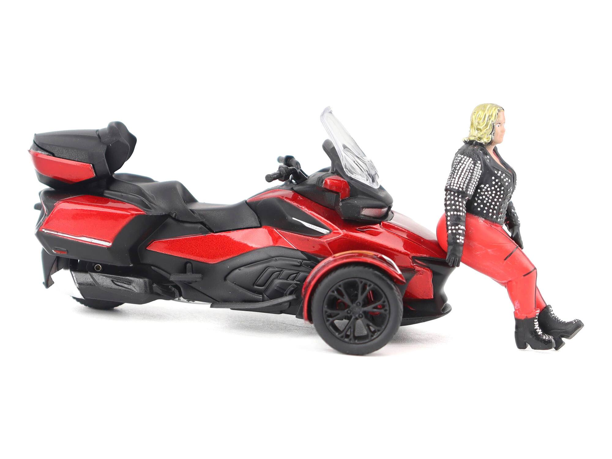 Alt View 5. BRP Models - Can-Am Spyder RT Limited 3-Wheel Motorcycle Deep Marsala Red Metallic with Driver Figure 1/32 Model by BRP Models.