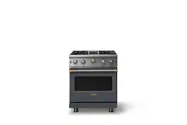 Viking - 30"W. 4.0 Cu. Ft. Freestanding Self-Clean Open Burner Gas Convection Range - Cast Black w. Brushed Brass Trim - Cast Black