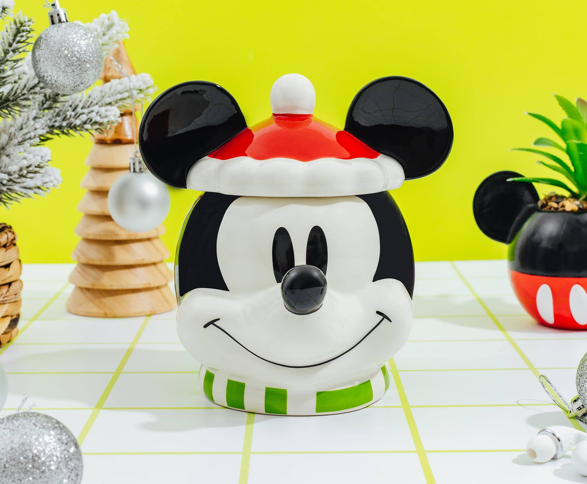 Alt View 4. Silver Buffalo - Disney Santa Mickey Mouse 6-inch Sculpted Ceramic Snack Jar - Multi-Colored.