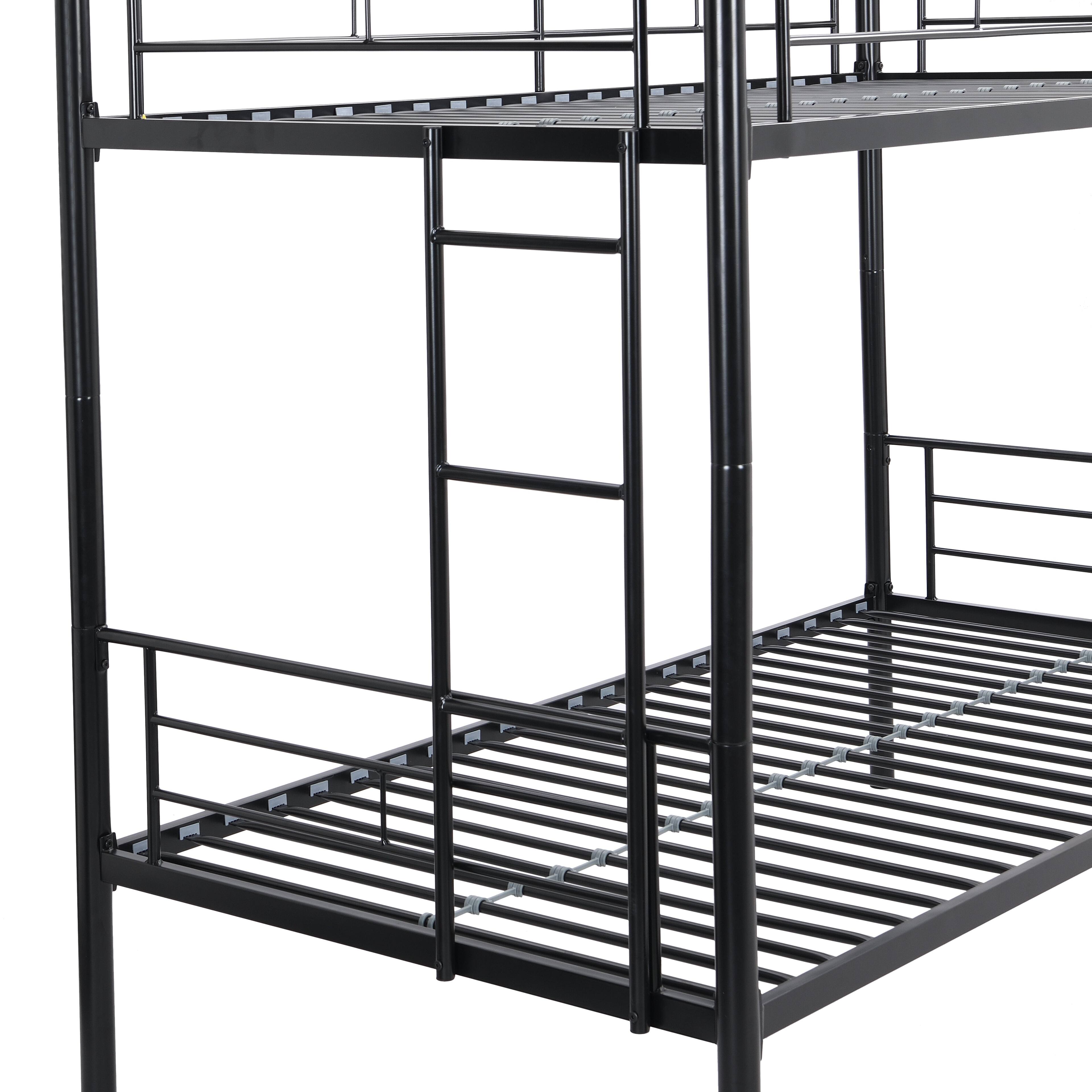 Alt View 7. Boyel Living - Black Metal Twin Over Twin Bunk Bed Strong Steel Frame Easy Assembly No Box Spring Needed - Black.