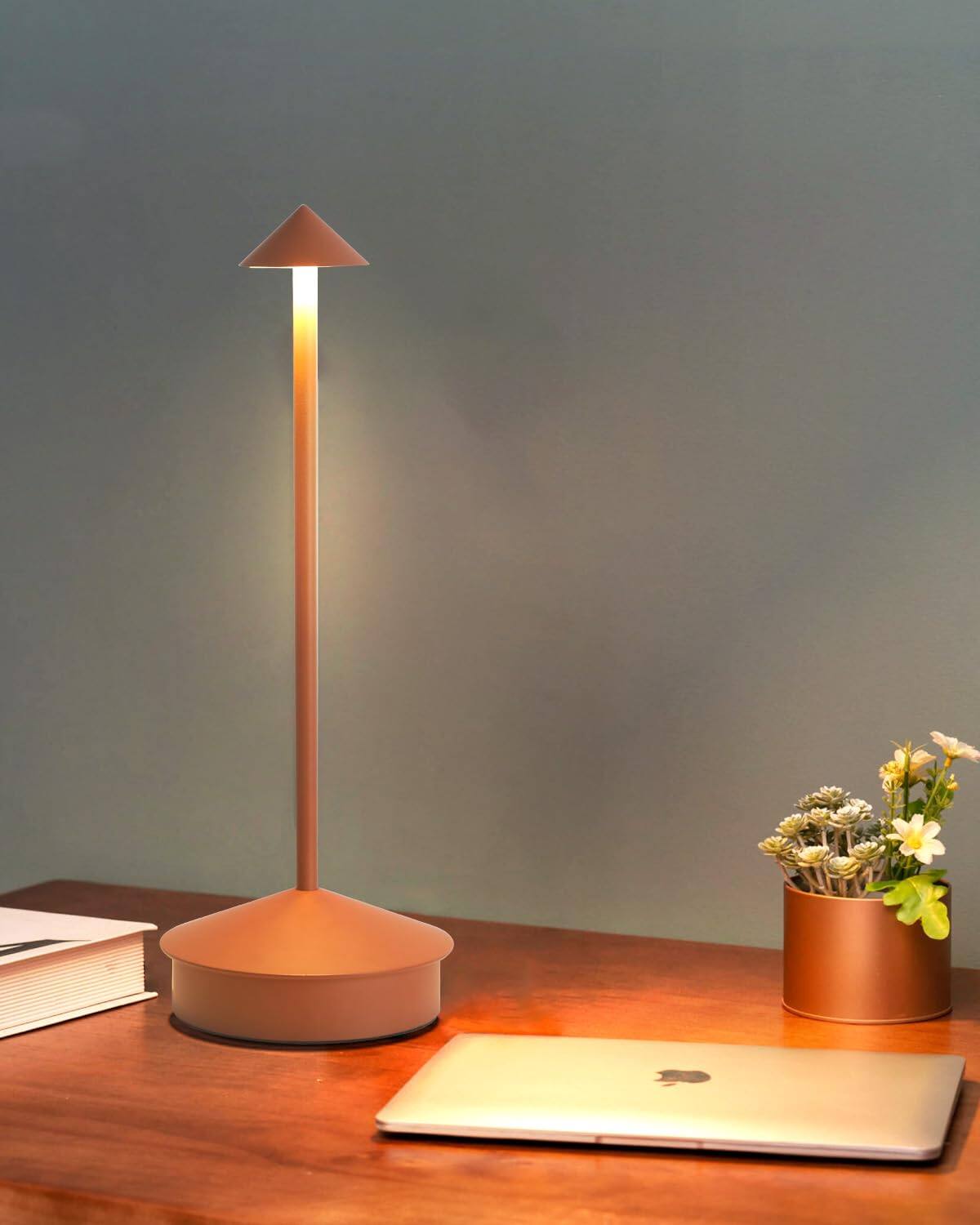 Back. Dazzling Pops - Cordless Table Lamp Desk lamps 6000mAh Rechargeable Table Lamps Portable LED Touch Lamp Outdoor Battery - Brown.