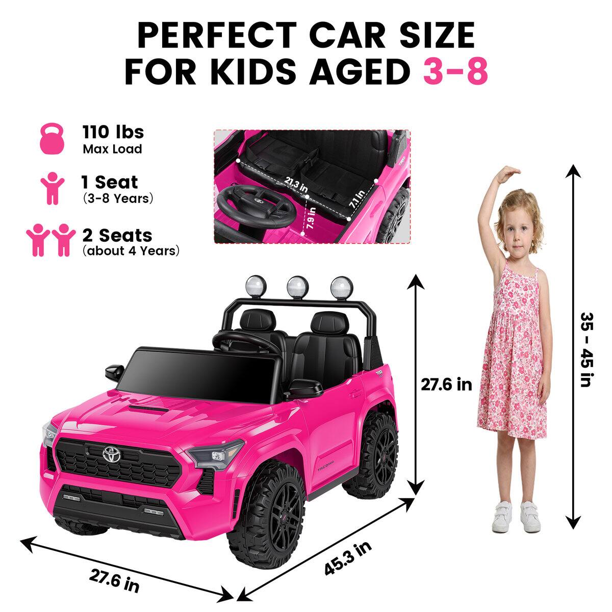 PERFECT CAR SIZE FOR KIDS AGED 3-8

110 lbs Max Load

1 Seat (3-8 Years)

2 Seats (about 4 Years)

21.3 in

7.1 in

27.6 in

35 in

35 - 45 in

27.6 in

45.3 in