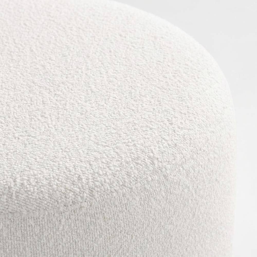 Alt View 1. Outdoor Escape - Round Boucle Upholstered Ottoman For Outdoor Lounge And Seating - Brown.