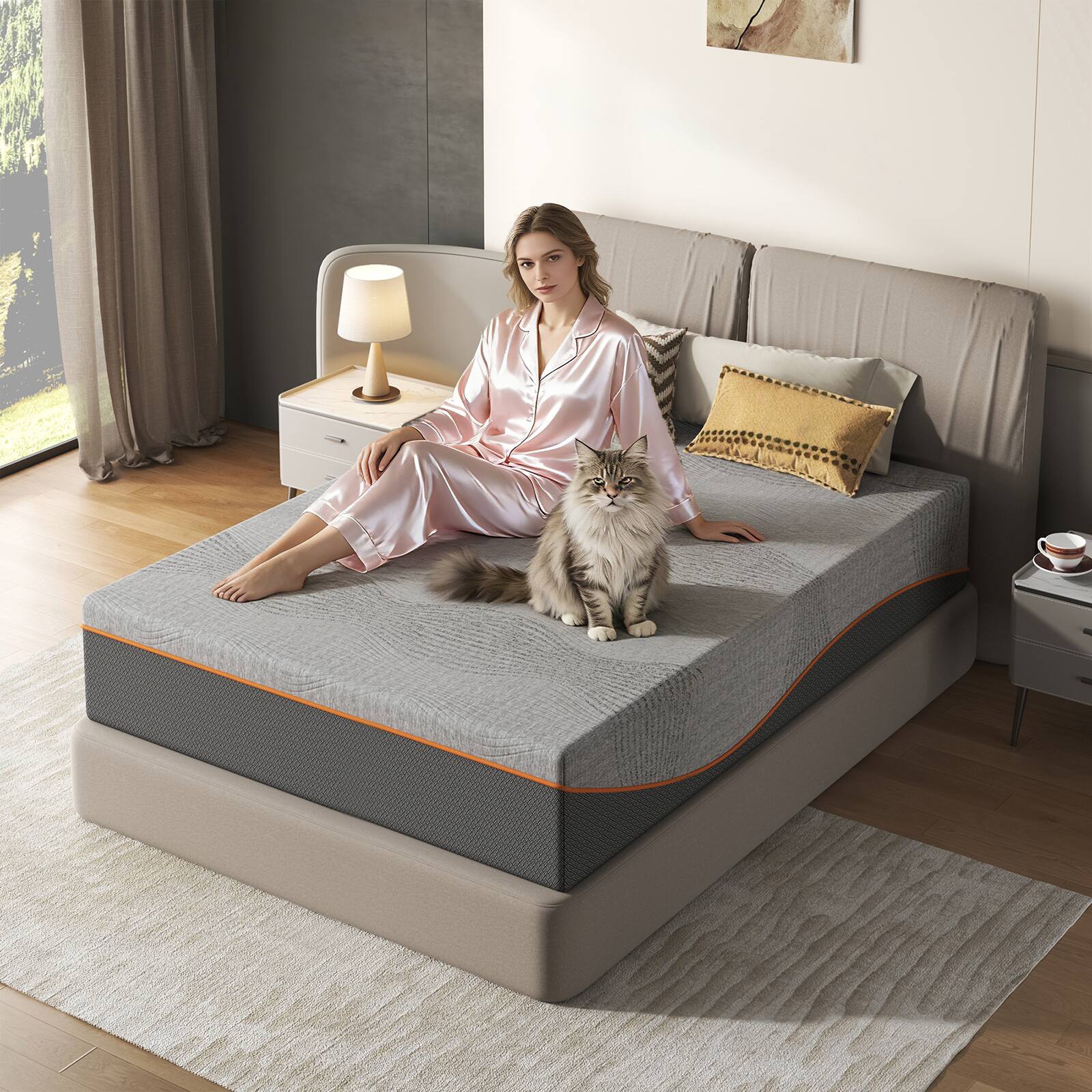 Alt View 1. Chateau Abodes - 12'' Full Size Memory Foam Mattress with Breathable Cooling Layers, Fiberglass Free, Medium Feel - Grey.