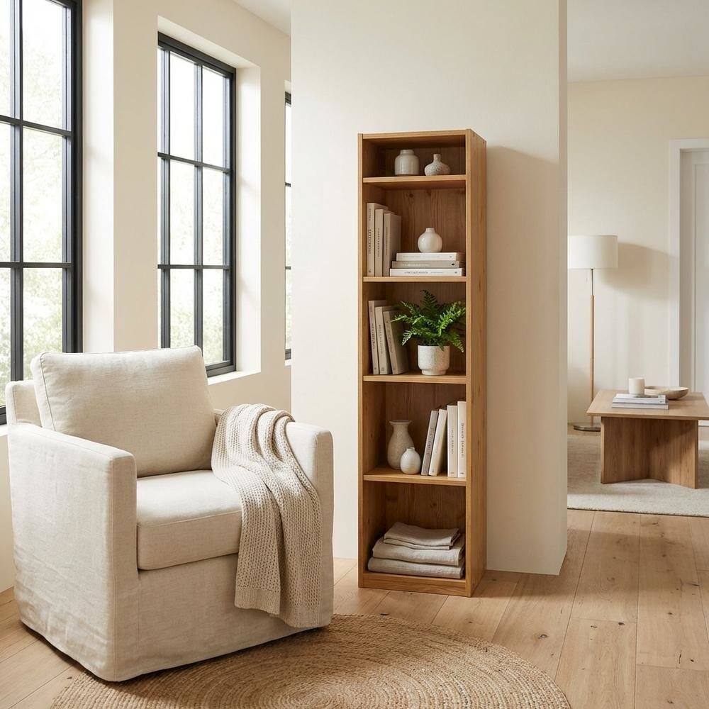 Left. FurniFact - Wooden White Bookcase with Compact Design and Ample Storage Space - White.
