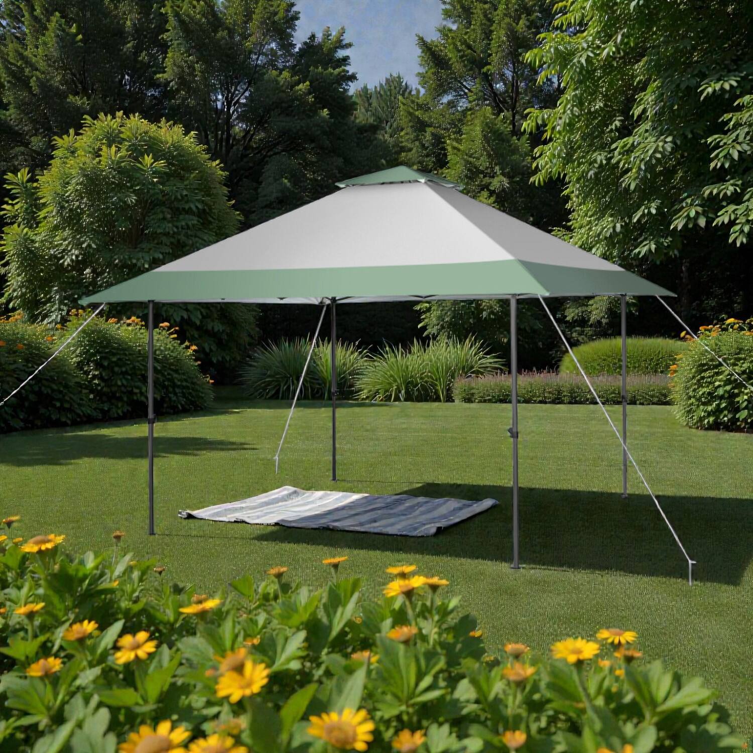 Front. Hivvago - Square 13x13 Ft Pop-Up Outdoor Tent with Sun Shelter and Wheel Bag - Gray.