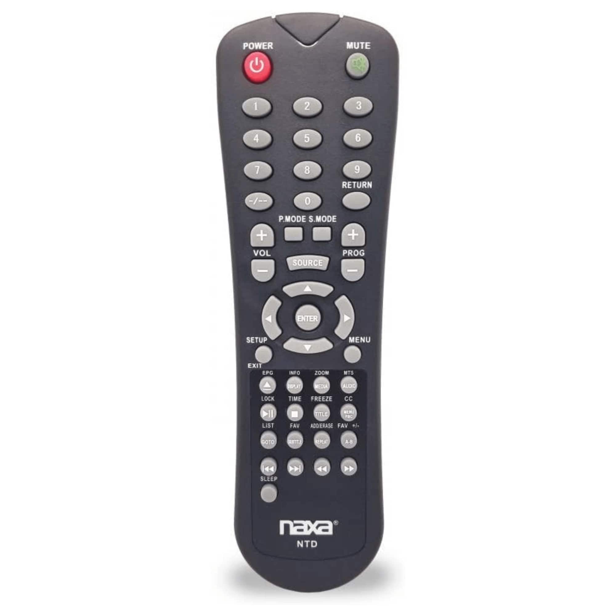 Original Replacement Remote Control for Naxa NT and NTD Model 12 Volt TVs and TV-DVD Combo Players