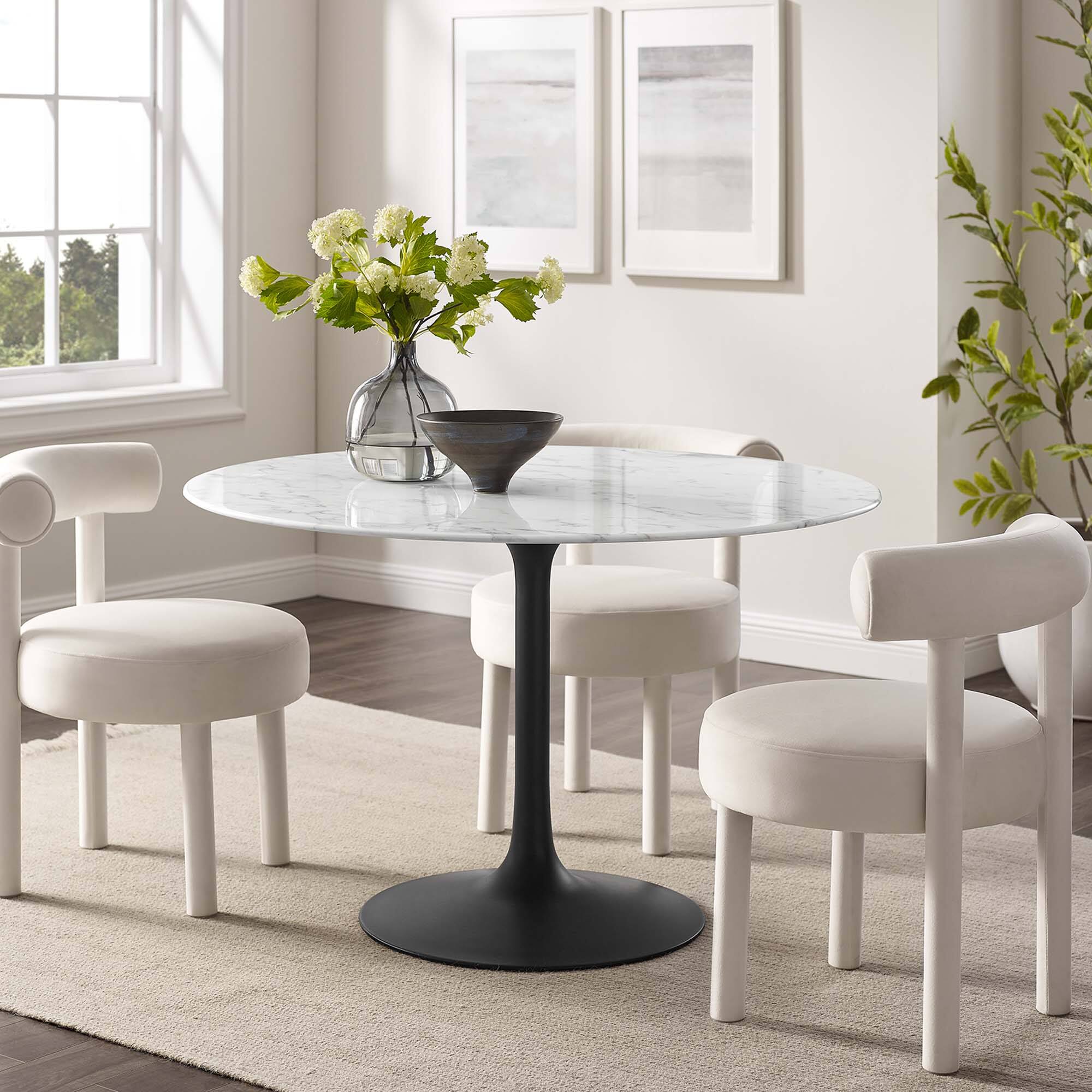 Alt View 2. Modway - Lippa 48" Round Faux Marble Dining Table by Modway - Black White.